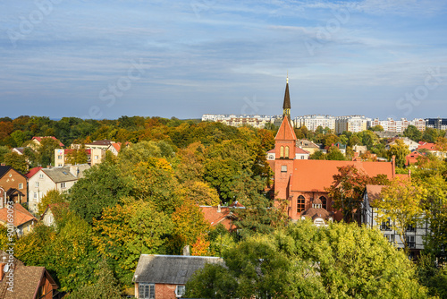 Obraz na płótnie Aerial view city Zelenogradsk from observation deck of Water Tower. Russia w salonie