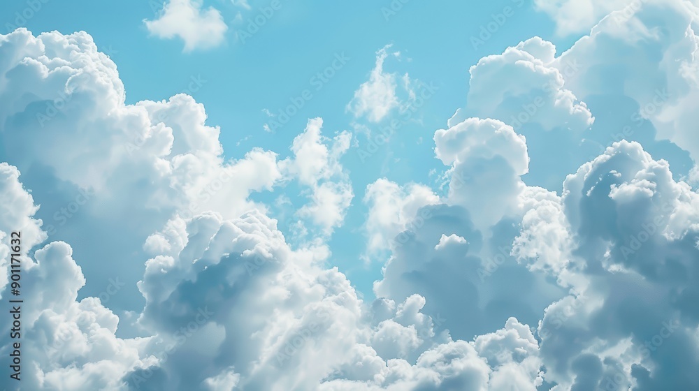 Fluffy white clouds in a bright blue sky Fluffy white clouds in a bright blue sky