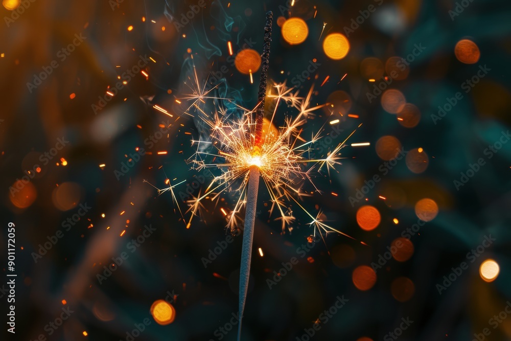 Fototapeta premium Sparkling fireworks display with bright bursts of light