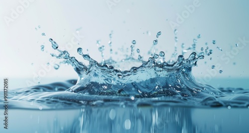 Splashing water droplets in motion