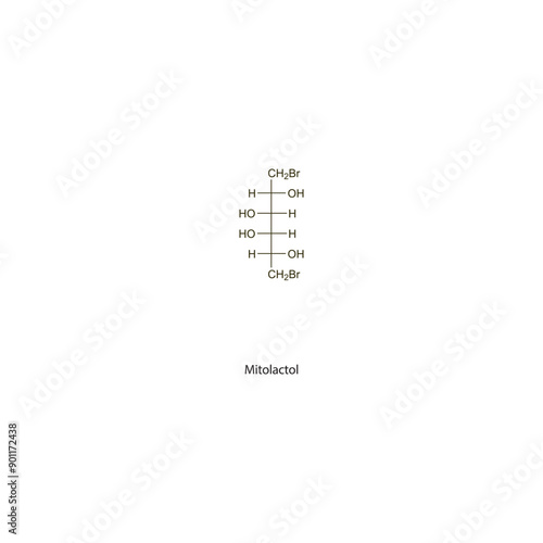 Mitolactol flat skeletal molecular structure Antineoplastic drug used in breast cancer treatment. Vector illustration scientific diagram.