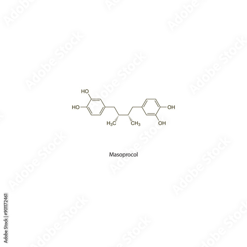 Masoprocol flat skeletal molecular structure Antineoplastic drug used in cancer treatment. Vector illustration scientific diagram.