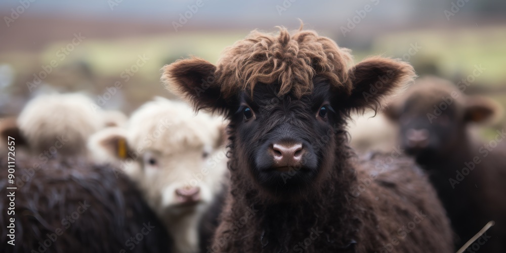 Fototapeta premium close-up portrait of a shaggy highland cow