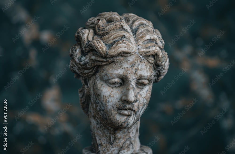 Weathered stone statue of a classical figure Weathered stone statue of a classical figure