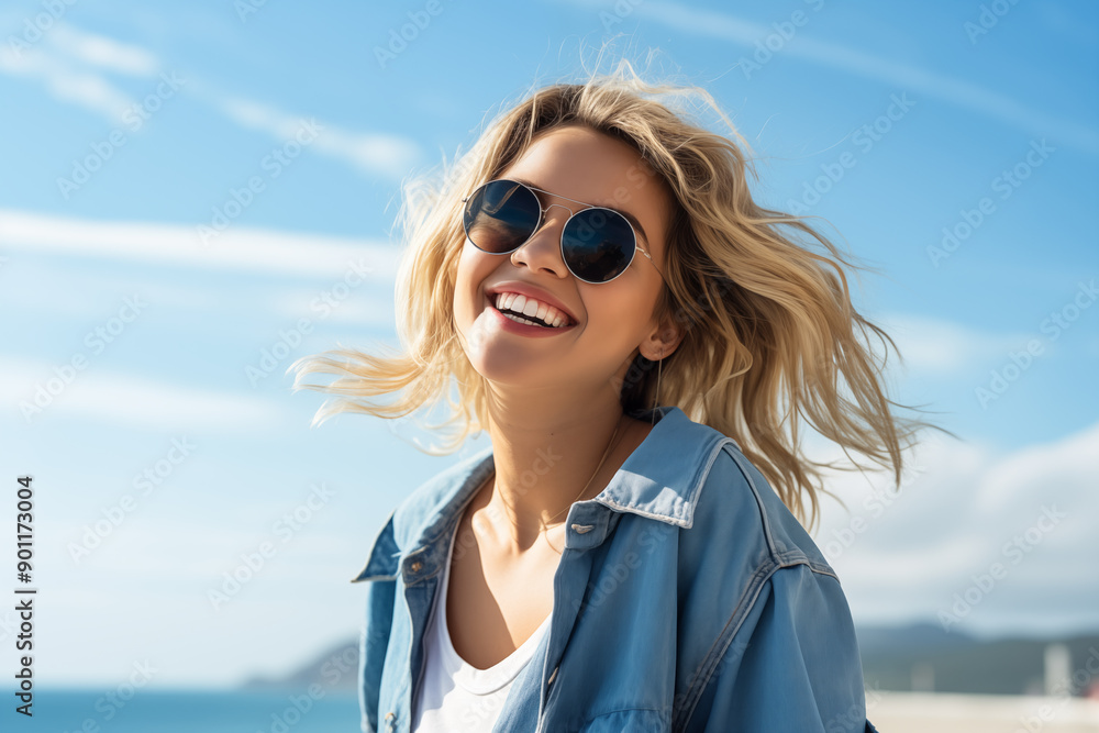 Young pretty blonde girl with sunglasses Young pretty blonde girl with sunglasses