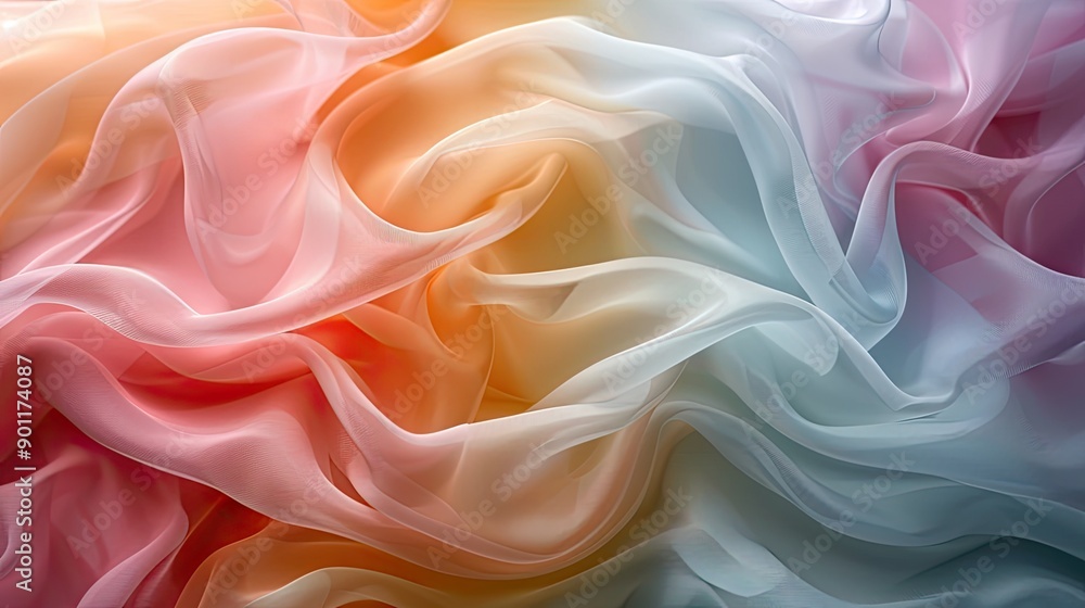 Obraz premium soft and elegant background with a gradient of pastel colors, featuring flowing satin fabric textures