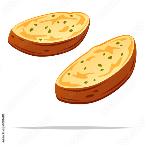 Garlic bread vector isolated illustration