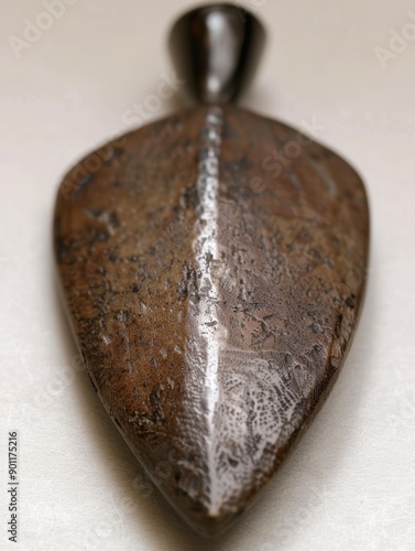 Close-up of a rusty metal shovel head photo