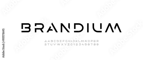 Technology font, digital cyber alphabet made future space style, bold letters A, B, C, D, E, F, G, H, I, J, K, L, M, N, O, P, Q, R, S, T, U, V, W, X, Y, Z and numerals 0, 1, 2, 3, 4, 5, 6, 7, 8, 9