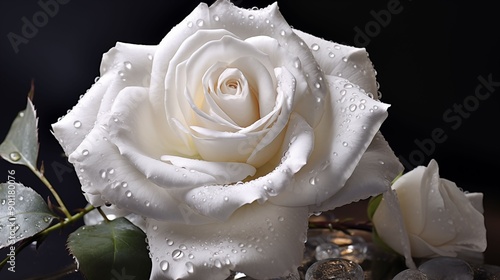 White rose with delicate droplets.