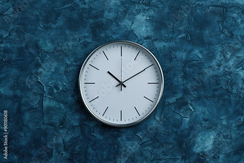 Wallpaper Mural modern minimalist wall clock on textured blue background Torontodigital.ca