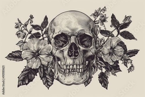 Skull with Flowers