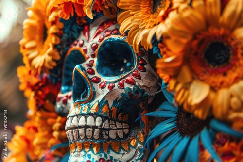 Skull with flowers