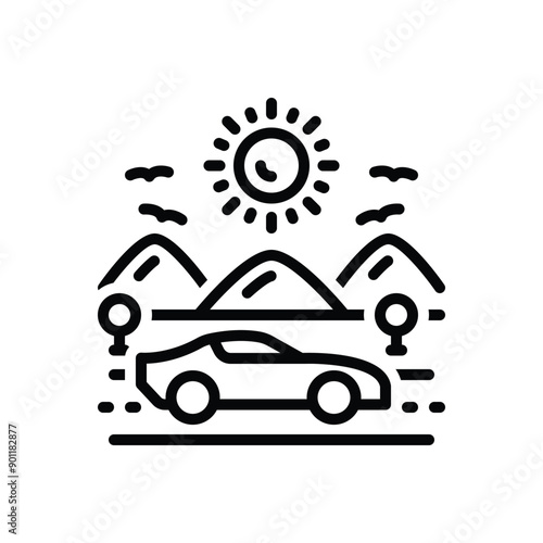 Black line icon for travelling