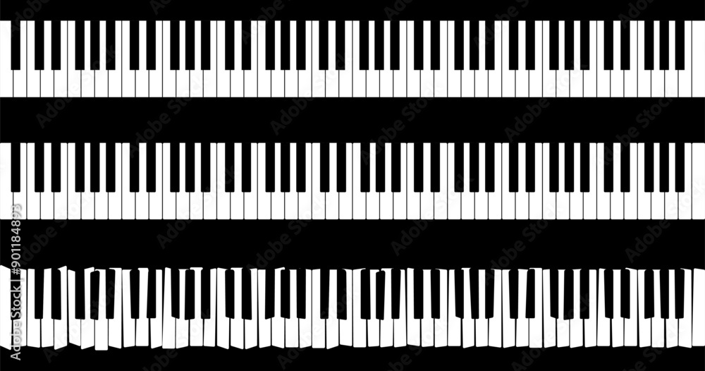 The design features piano keyboard visuals in black and white, creating a striking contrast The design features piano keyboard visuals in black and white, creating a striking contrast