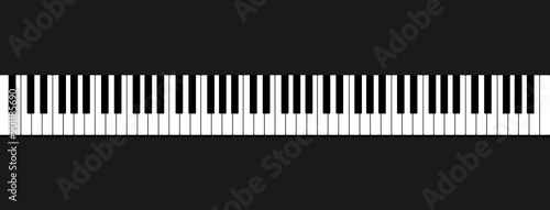 A vast collection of white and black keys on a piano keyboard suitable for musicthemed designs photo