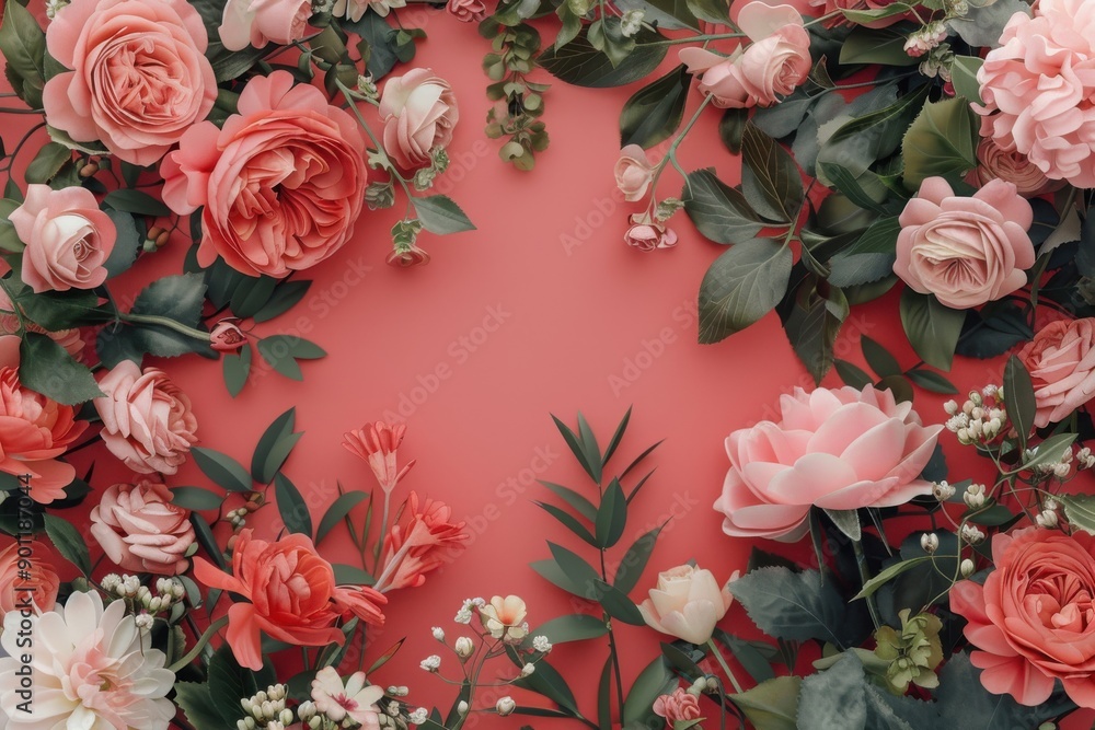 Floral design flatlay template developed Floral design flatlay template developed