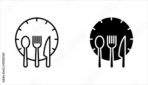 time eat lunch icon set, hour healthy food, diet fast concept, vector illustration on white background