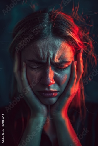 Woman covering face