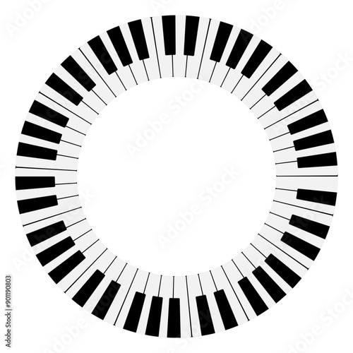A modern circular piano keyboard design suitable for music education or decorative purposes