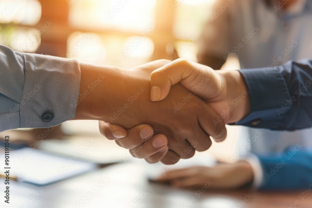 Close-Up Handshake Sealing Business Deal Close-Up Handshake Sealing Business Deal