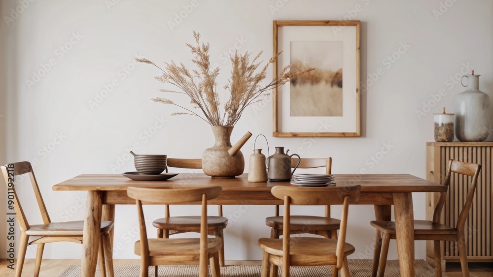 A rustic dining area features a wooden table set with matching wooden tea service items, including a teapot, a milk jug, a sugar bowl, and a teacup with a saucer. A rustic dining area features a wooden table set with matching wooden tea service items, including a teapot, a milk jug, a sugar bowl, and a teacup with a saucer.
