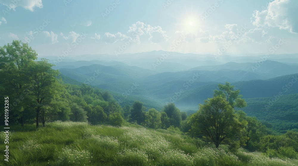 Naklejka premium Shenandoah National Park, Virginia - Rolling hills and the Appalachian Trail