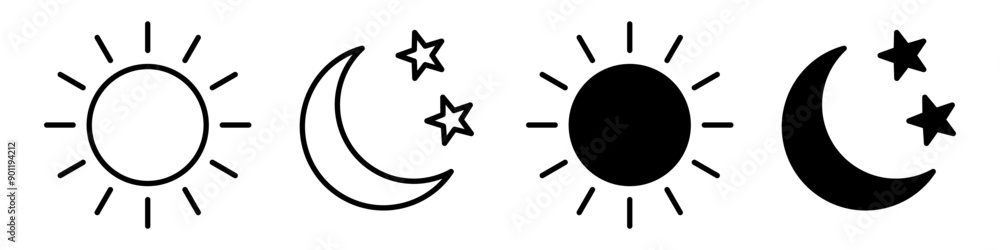 Sun icon and moon icon illustration isolated vector sign symbol. Sun icon and moon icon illustration isolated vector sign symbol.