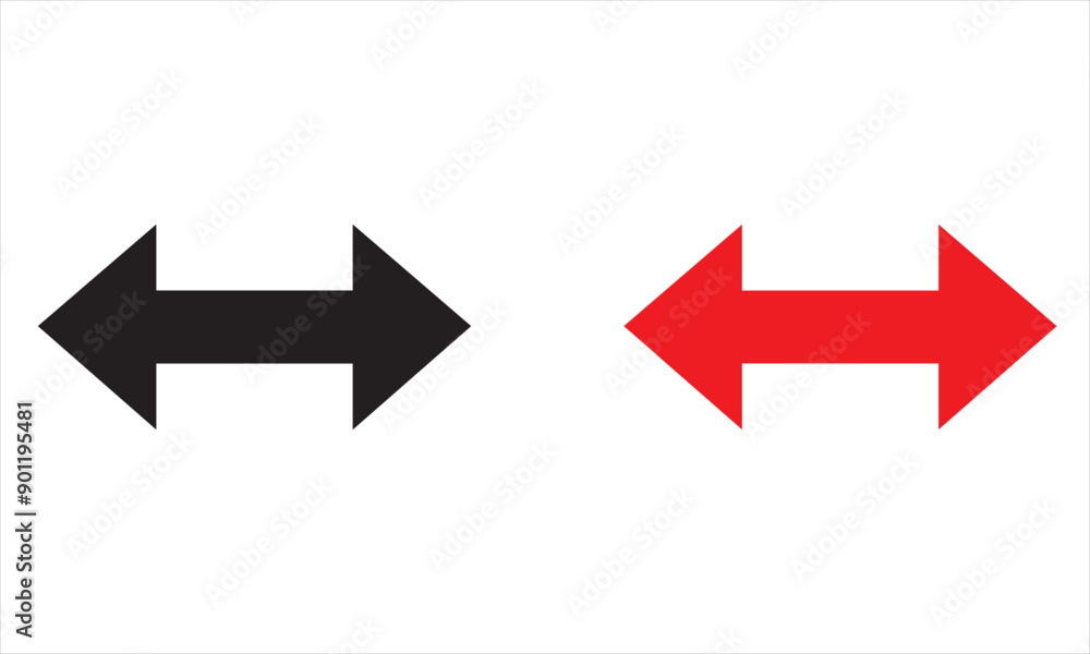 Double ended straight outline arrow pointer. Dual wide arrow on white background. Vector illustration. EPS 10/AI Double ended straight outline arrow pointer. Dual wide arrow on white background. Vector illustration. EPS 10/AI