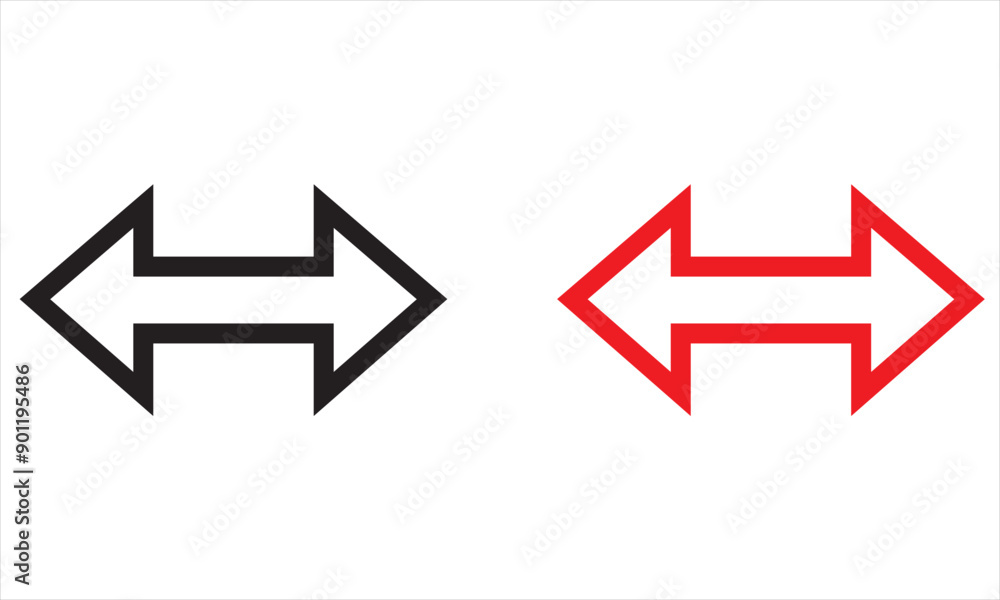 Double ended straight outline arrow pointer. Dual wide arrow on white background. Vector illustration. EPS 10/AI Double ended straight outline arrow pointer. Dual wide arrow on white background. Vector illustration. EPS 10/AI