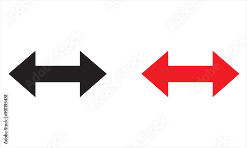 Double ended straight outline arrow pointer. Dual wide arrow on white background. Vector illustration. EPS 10/AI