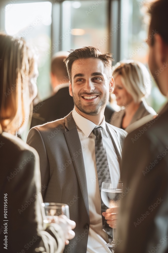 Portrait of a business charity event with interactive displays, Generative AI Portrait of a business charity event with interactive displays, Generative AI