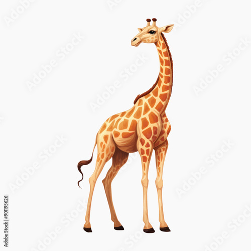 Tall giraffe illustration, standing gracefully.