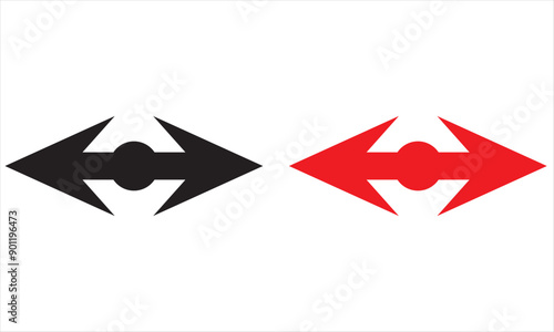 Double ended straight outline arrow pointer. Dual wide arrow on white background. Vector illustration. EPS 10/AI photo