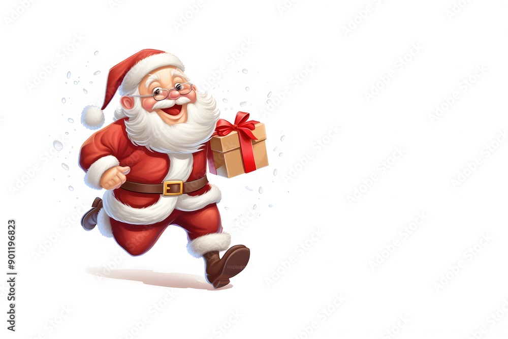 Vector illustration of a cartoon Santa Claus who is running isolated on white Vector illustration of a cartoon Santa Claus who is running isolated on white