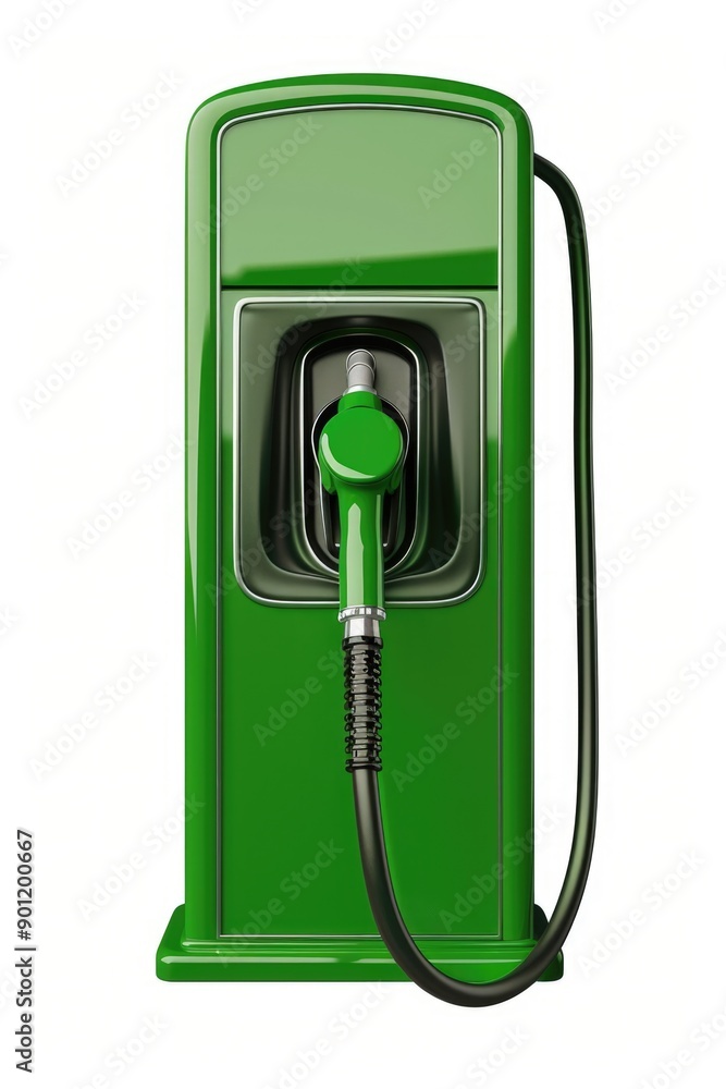 Fototapeta premium Green gas pump with attached hose