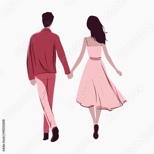 Romantic couple holding hands