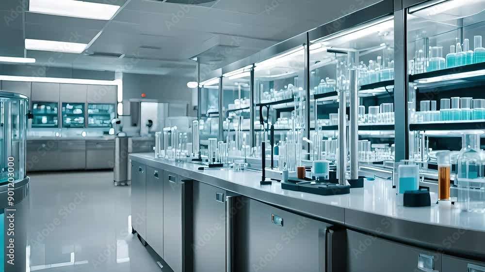 Research lab studying cells and microorganisms Research lab studying cells and microorganisms