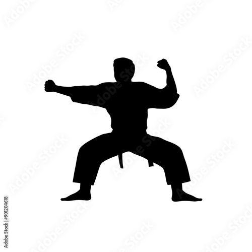 silhouette of a man mounted on a martial arts horse vector