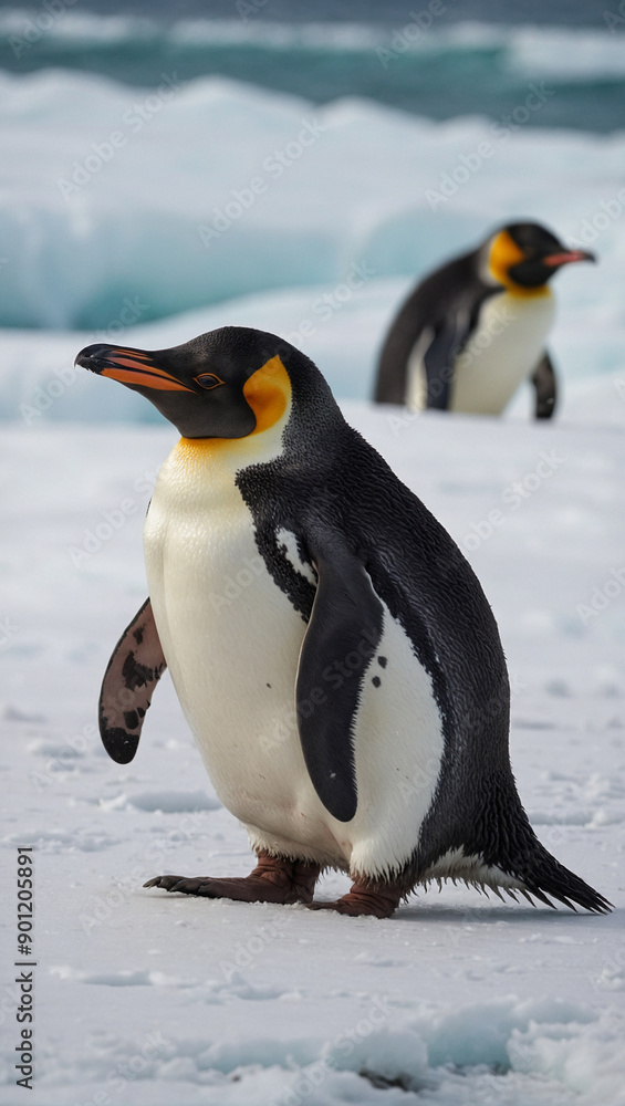 Fototapeta premium penguins in the snow