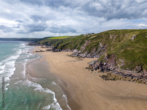 Cornwall, Whitesand Bay an aerial view from drone photo