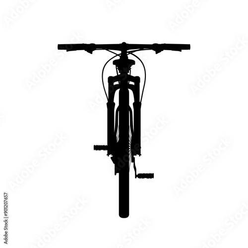 cool and elegant mountain bike silhouette front view vector