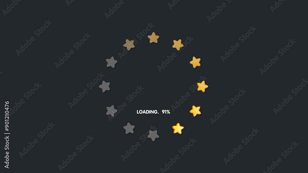 Loading Circle Video with Golden Star. Loading Animation on Black and ...