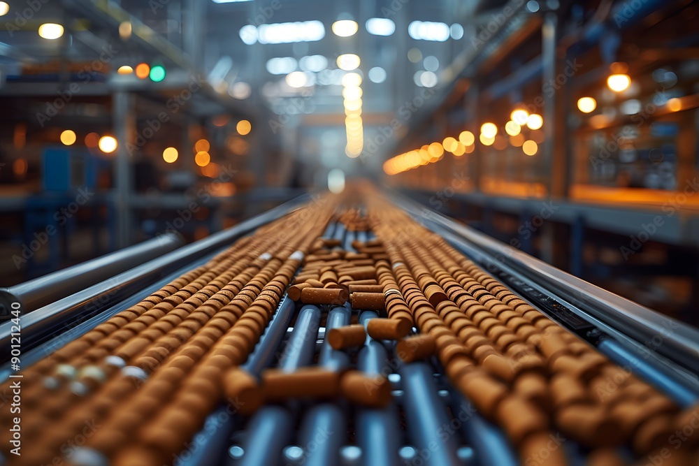 Obraz premium Automated Conveyor Belt in Modern Food Production Factory - Efficiency, Technology, and Innovation