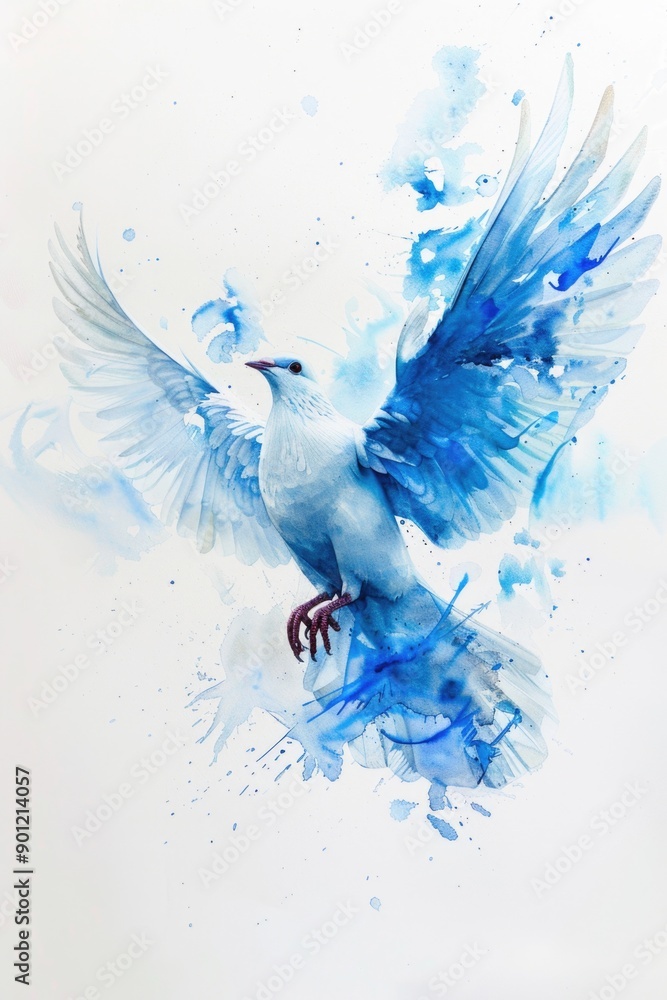 Obraz premium White bird with blue wings