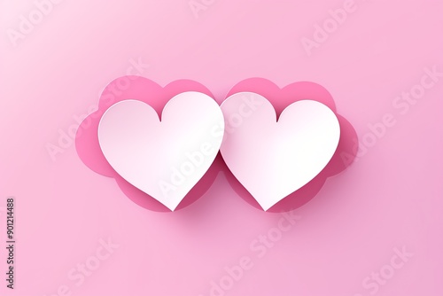 Two pink heart on a pink background. Generated ai