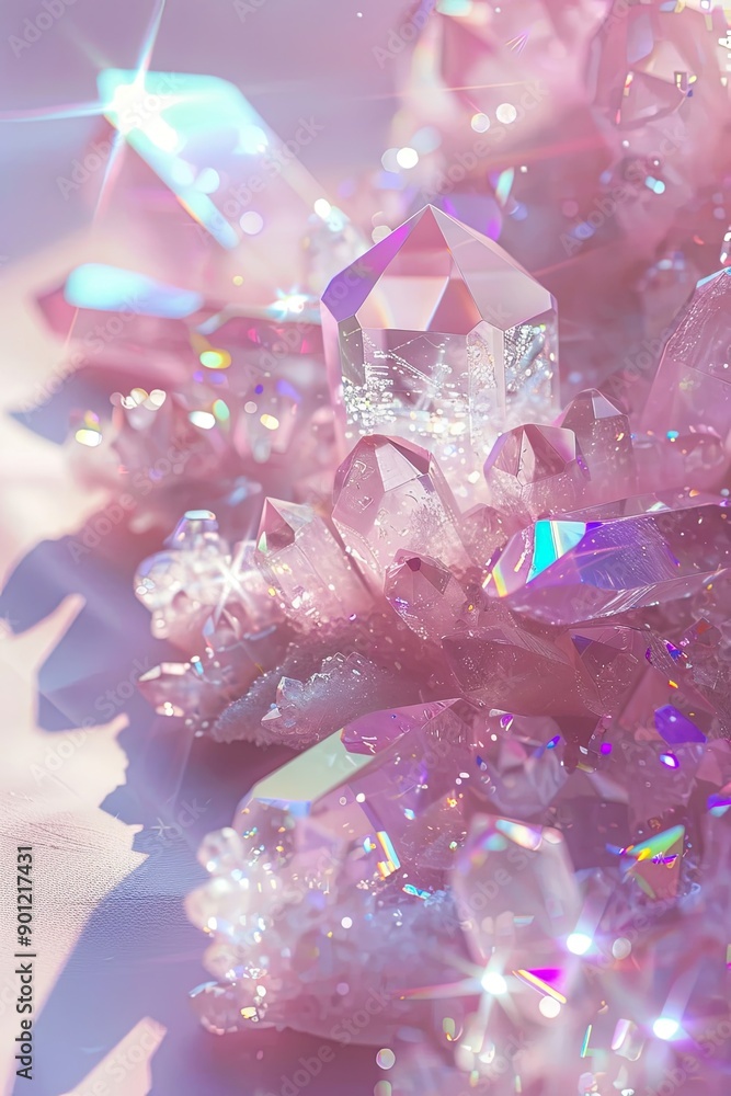 Pink Crystals with Rainbow Reflections Pink Crystals with Rainbow Reflections