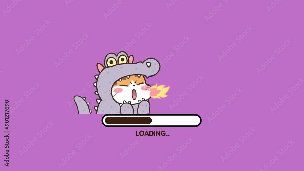 Curte Loading Animation Loading Cartoon Animation Video on Purple and Green Screen Background ...