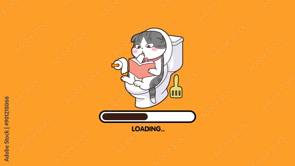 Loading Cartoon Animation Video on Orange and Green Screen Background ...