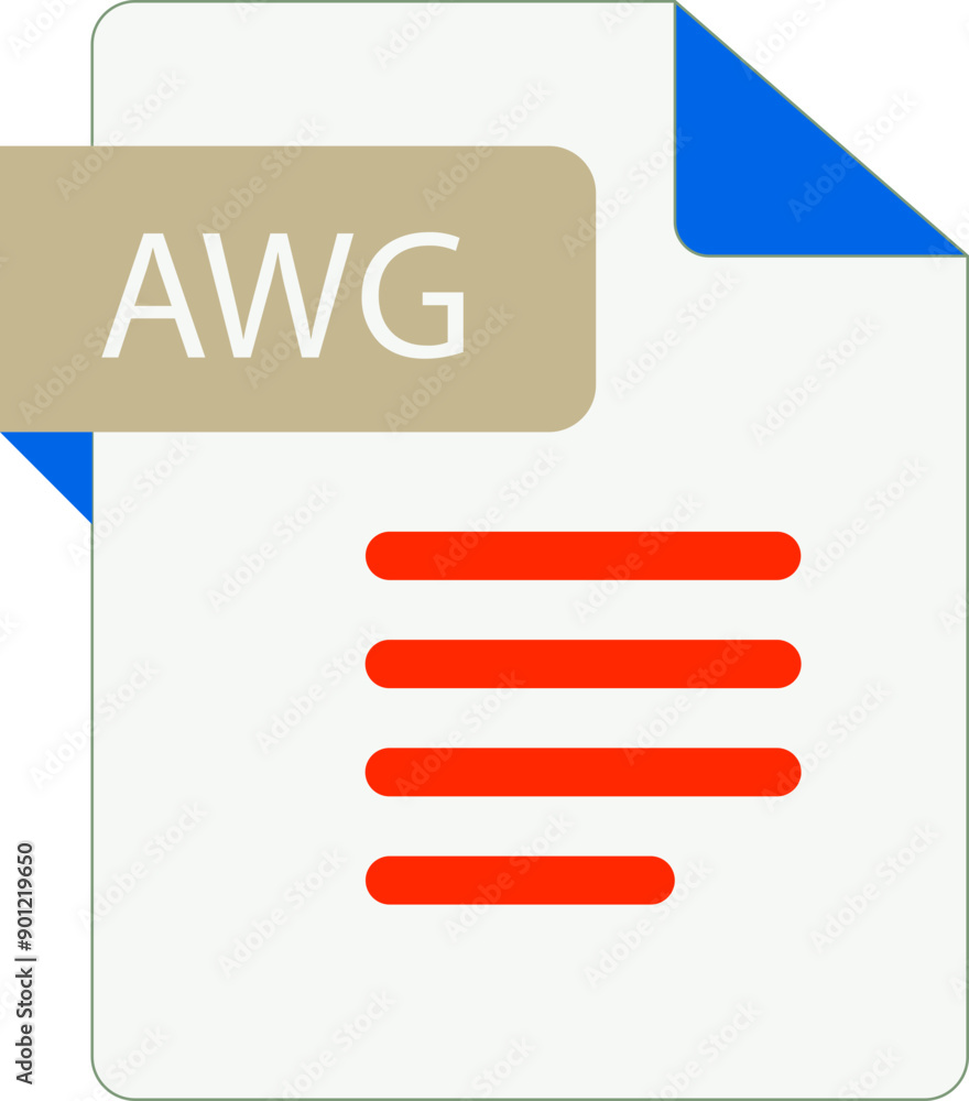 AWG File icon with folded style document AWG File icon with folded style document